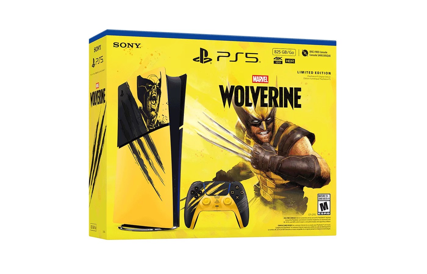 Sony PlayStation 5 Digital Edition Console - Marvel's Wolverine Battle Yellow Édition limitée Bundle