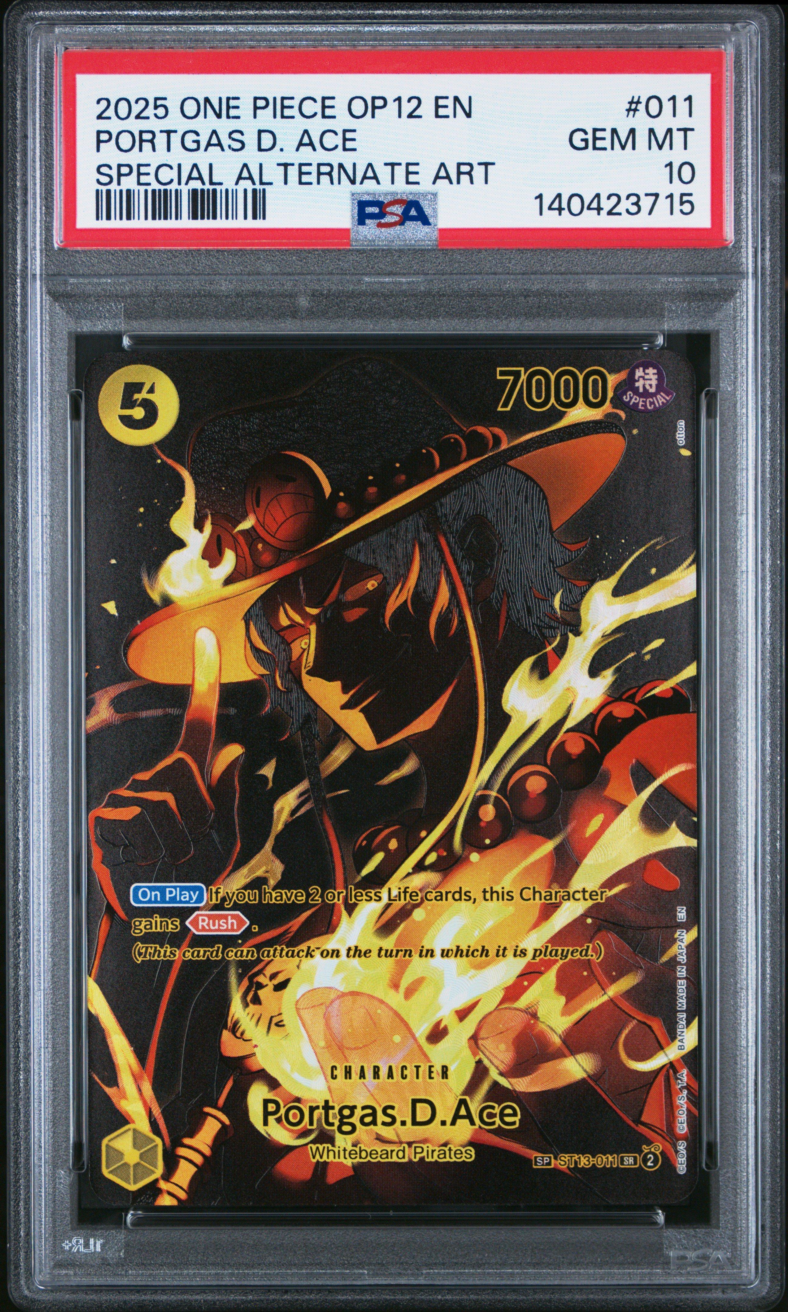 2025 One Piece Op12-legacy Of The Master 011 Portgas D. Ace Special Alternate Art PSA 10