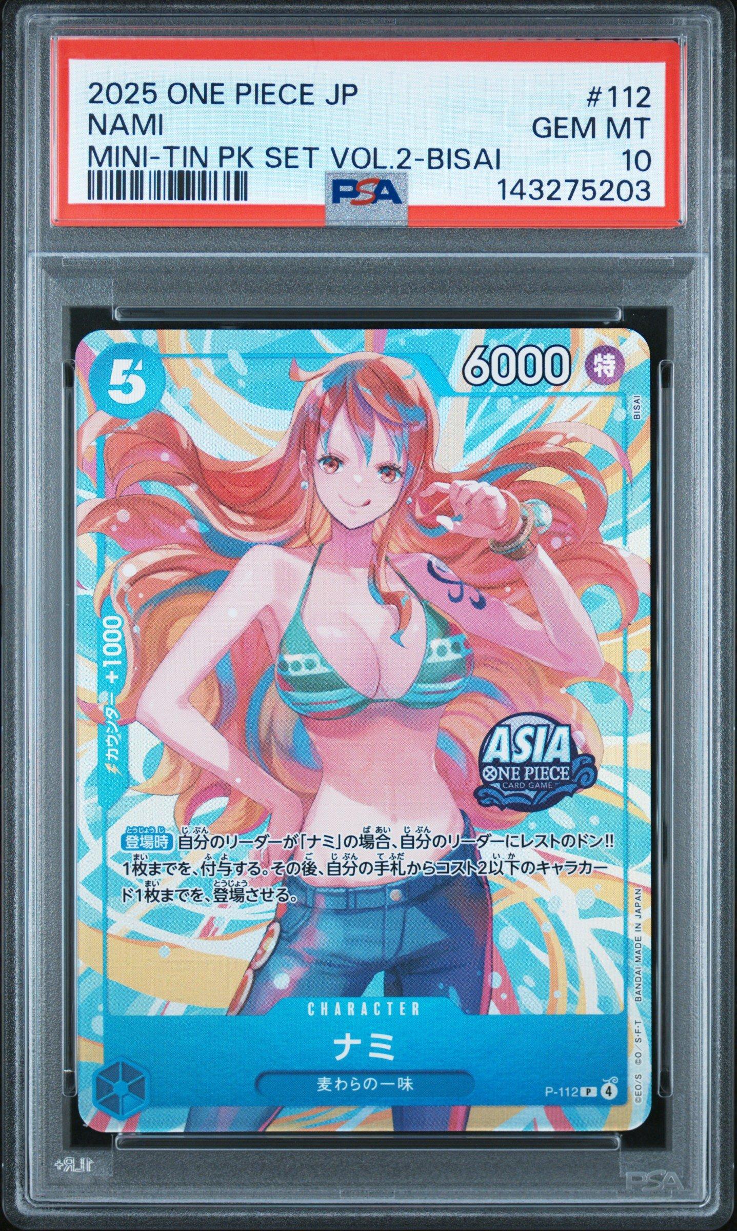 2025 One Piece Japanese Mini-tin Pack Set Vol.2 112 Nami Bisai PSA 10