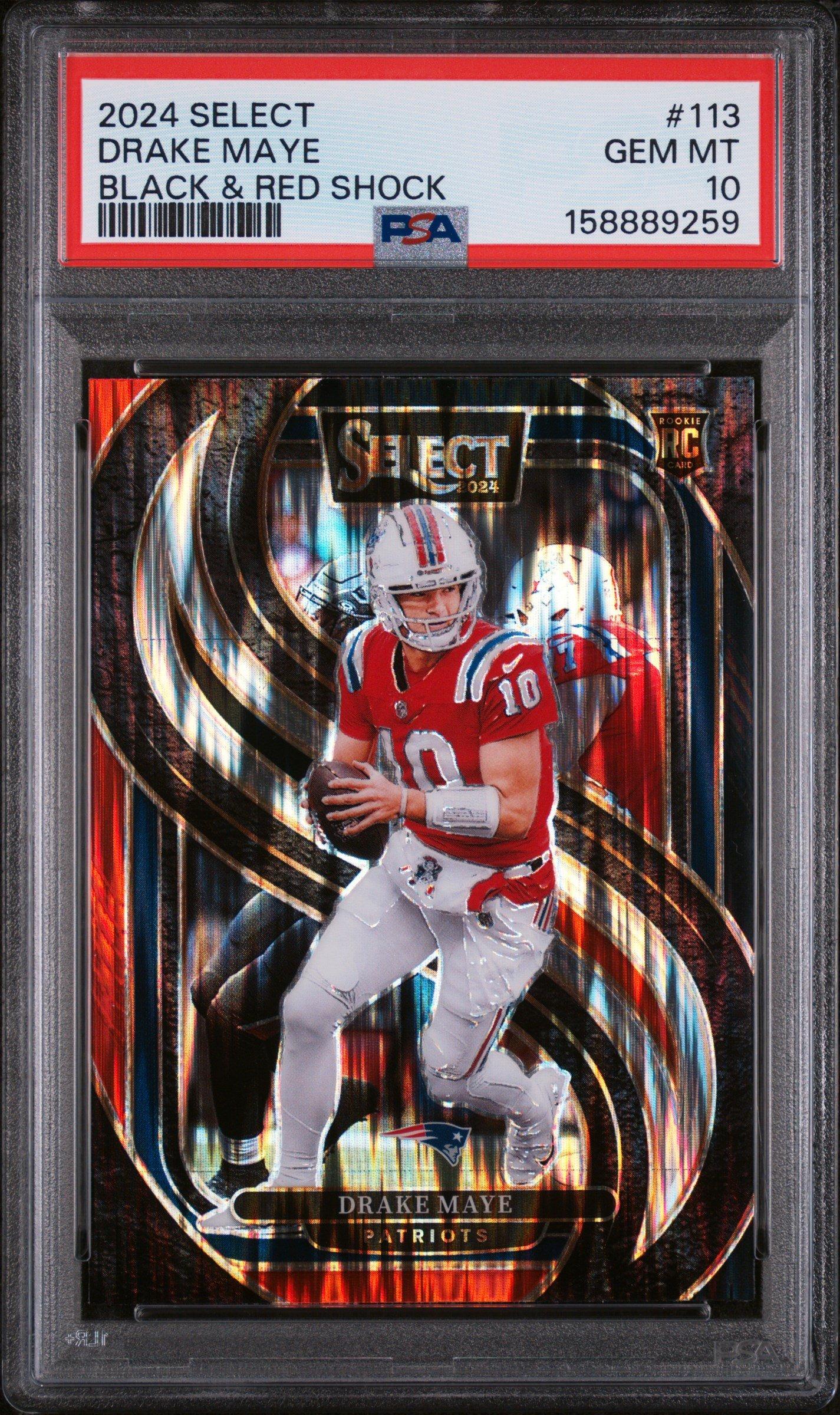 2024 Panini Select 113 Drake Maye Black & Red Shock PSA 10