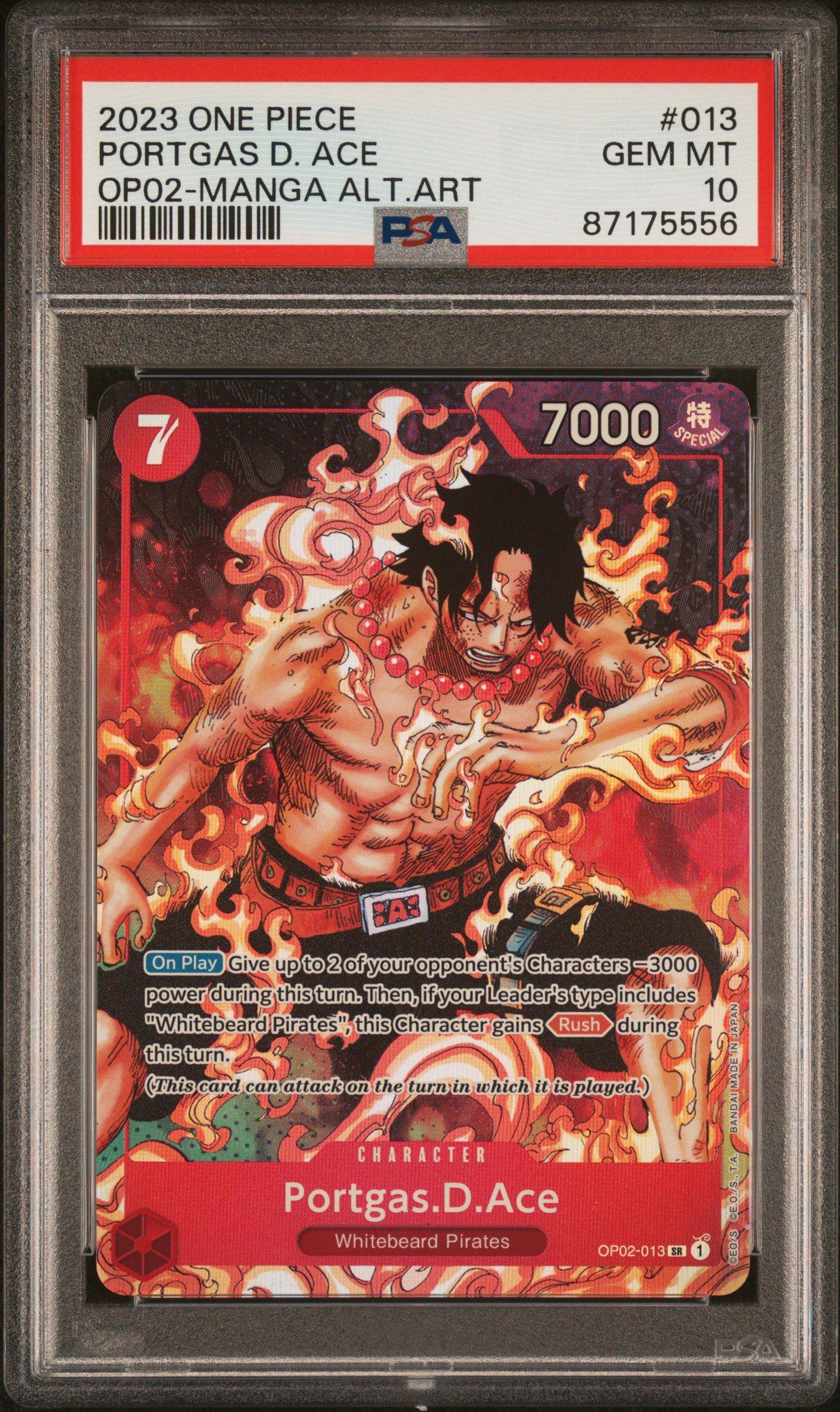 2023 One Piece Op02-paramount War 013 Portgas D. Ace Manga Alternate Art PSA 10
