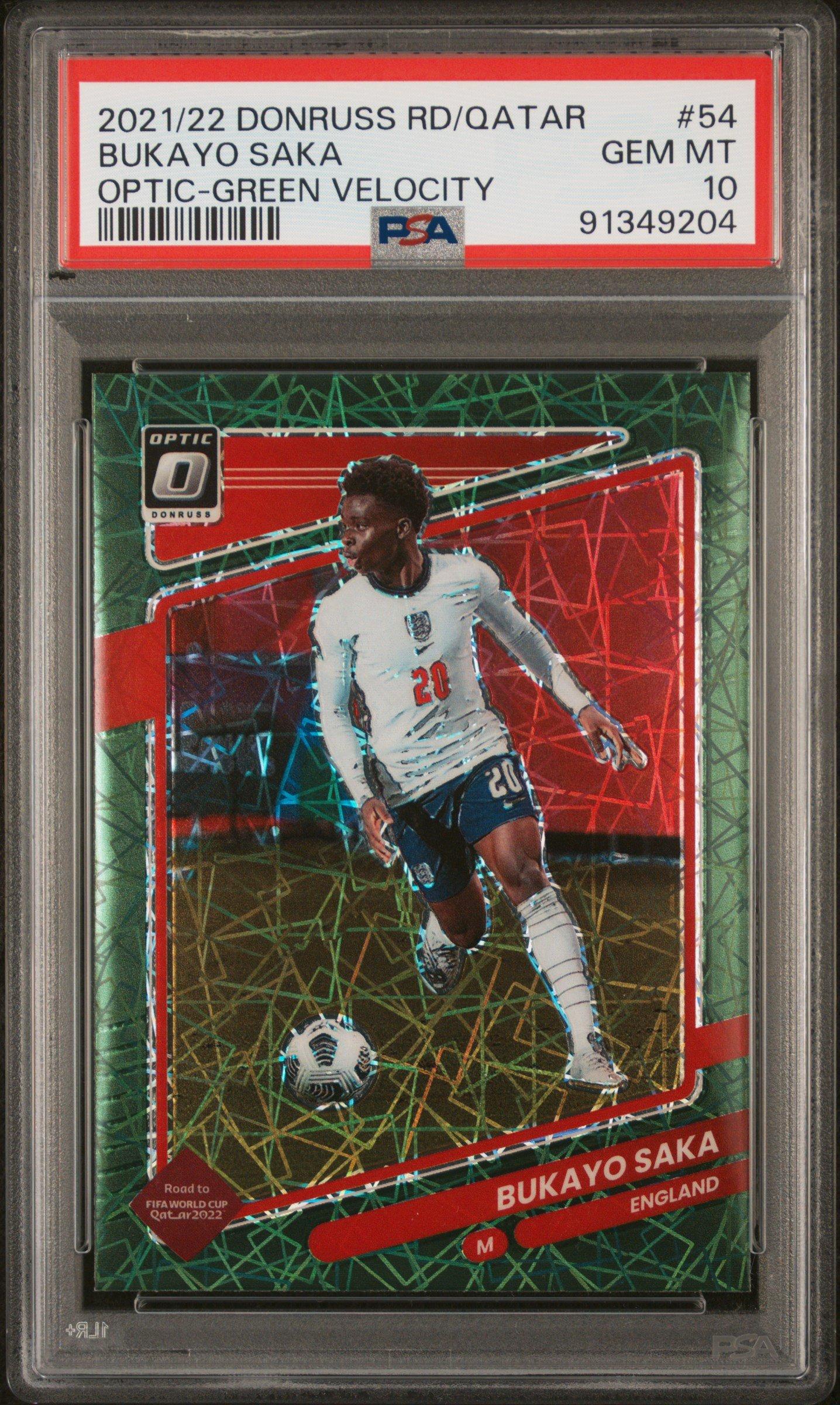 2021 Panini Donruss Road To Qatar 54 Bukayo Saka Optic-green Velocity PSA 10